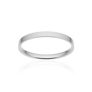 Classic wedding band flat ribbon comfort gold 750 polished white 2 mm