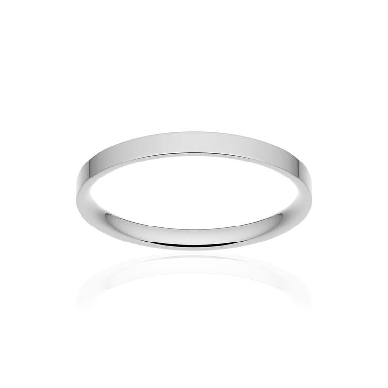 Alliance classique ruban plat confort or 750 blanc poli 2 mm - vue 1