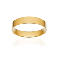 Classic wedding band flat ribbon comfort 750 polished yellow gold 4 mm