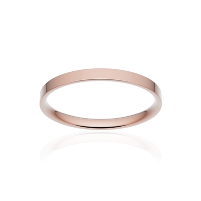 Alliance classique ruban plat confort or 750 rose poli 2 mm - vue 1