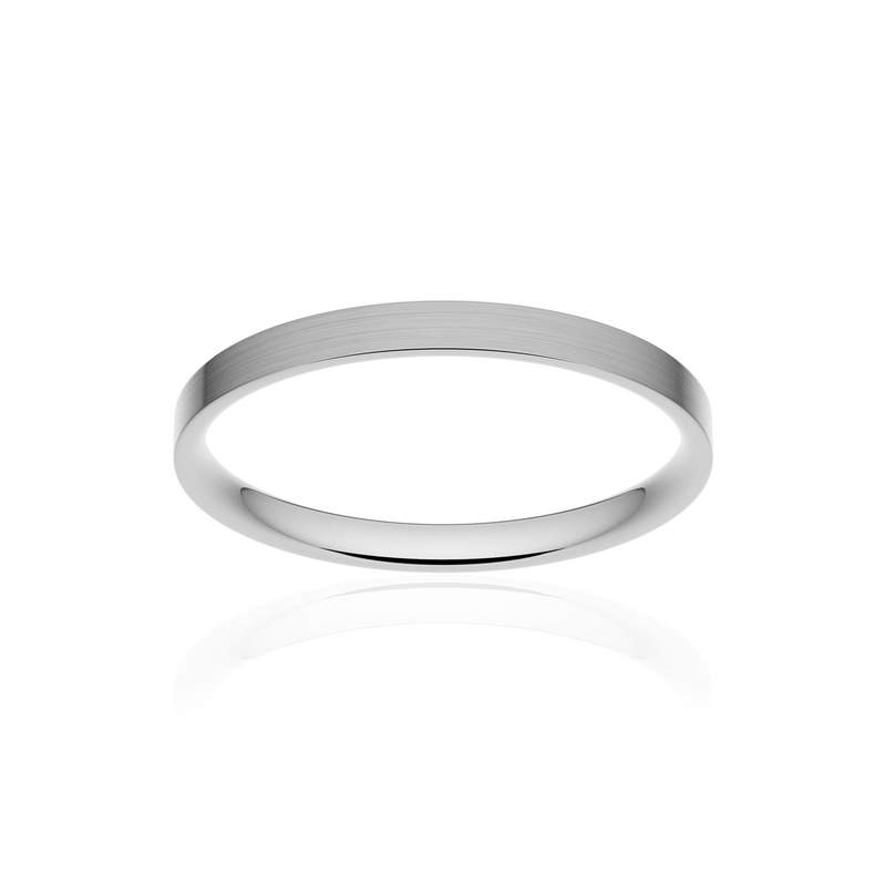 Alliance classique ruban plat confort or 750 blanc brossé 2 mm - vue 1