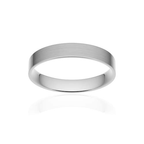 Alliance classique ruban plat confort or 750 blanc brossé 3,5 mm