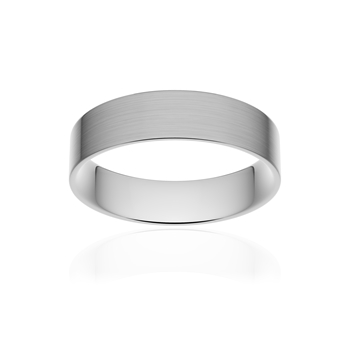 Alliance classique ruban plat confort or 750 blanc brossé 5 mm