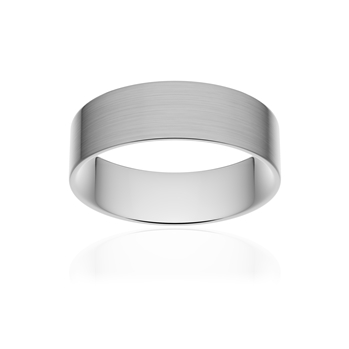 Alliance classique ruban plat confort or 750 blanc brossé 6 mm