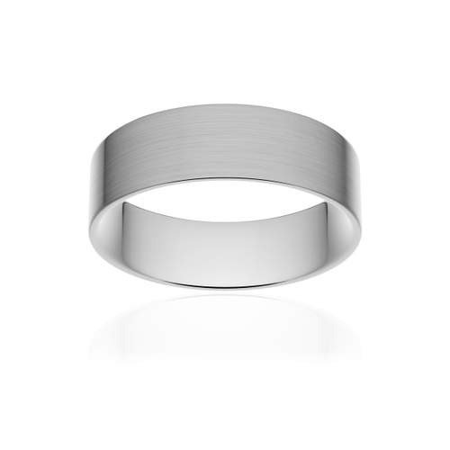 Alliance classique ruban plat confort or 750 blanc brossé 6 mm