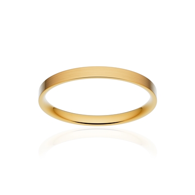 Alliance classique ruban plat confort or 750 jaune brossé 2 mm - vue 1