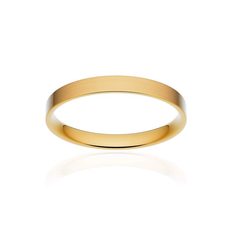 Alliance classique ruban plat confort or 750 jaune brossé 2,5 mm - vue 1