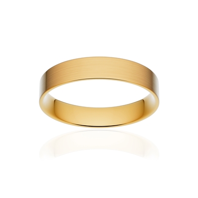 Alliance classique ruban plat confort or 750 jaune brossé 4 mm - vue 1