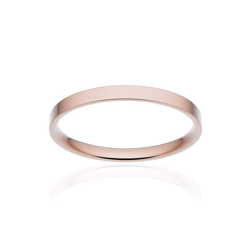 Alliance classique ruban plat confort or 750 rose brossé 2 mm - vue 1