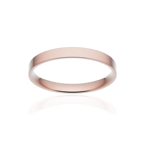 Alliance classique ruban plat confort or 750 rose brossé 2,5 mm
