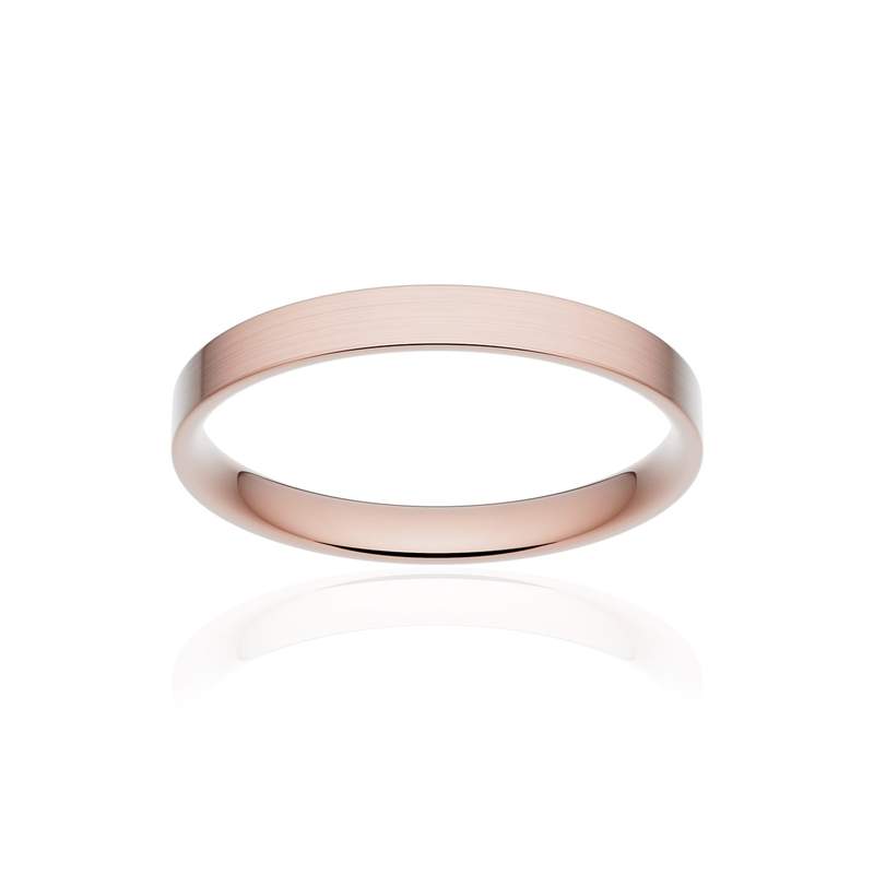Alliance classique ruban plat confort or 750 rose brossé 2,5 mm - vue 1