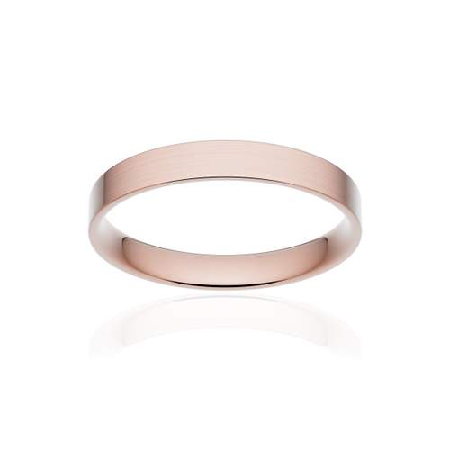 Alliance classique ruban plat confort or 750 rose brossé 3 mm