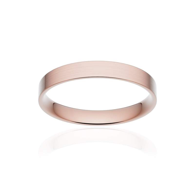 Alliance classique ruban plat confort or 750 rose brossé 3 mm - vue 1