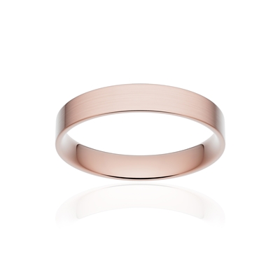 Alliance classique ruban plat confort or 750 rose brossé 3,5 mm - vue 1