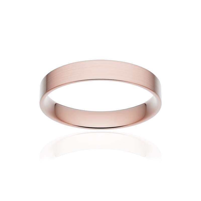 Alliance classique ruban plat confort or 750 rose brossé 3,5 mm - vue 1