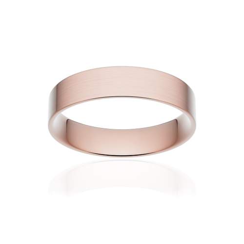 Alliance classique ruban plat confort or 750 rose brossé 4,5 mm