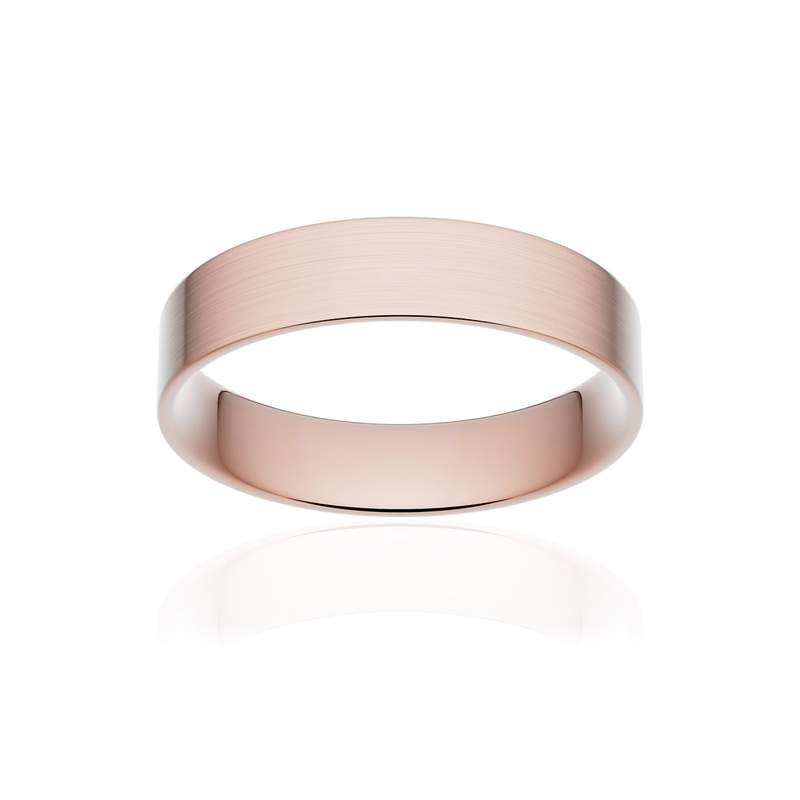 Alliance classique ruban plat confort or 750 rose brossé 4,5 mm - vue 1