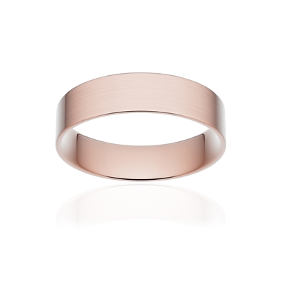 Alliance classique ruban plat confort or 750 rose brossé 5 mm - vue 1