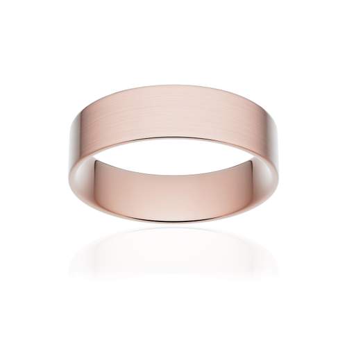 Alliance classique ruban plat confort or 750 rose brossé 5,5 mm