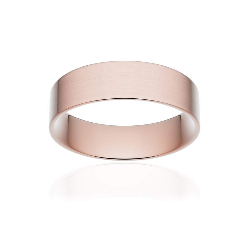 Alliance classique ruban plat confort or 750 rose brossé 5,5 mm - vue 1