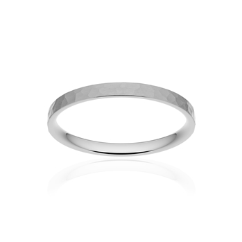 Alliance classique ruban plat confort or 750 blanc martelé 2 mm