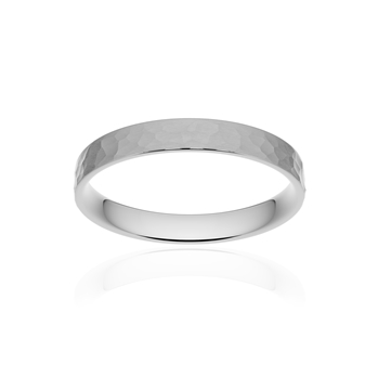 Alliance classique ruban plat confort or 750 blanc martelé 3 mm