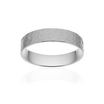 Alliance classique ruban plat confort or 750 blanc martelé 4,5 mm