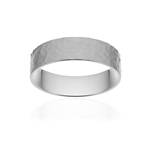 Alliance classique ruban plat confort or 750 blanc martelé 5,5 mm - vue 1