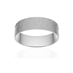 Alliance classique ruban plat confort or 750 blanc martelé 6 mm - vue 1