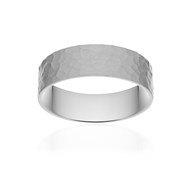 Alliance classique ruban plat confort or 750 blanc martelé 6 mm