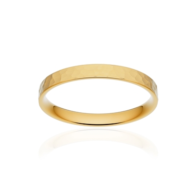 Alliance classique ruban plat confort or 750 jaune martelé 2,5 mm