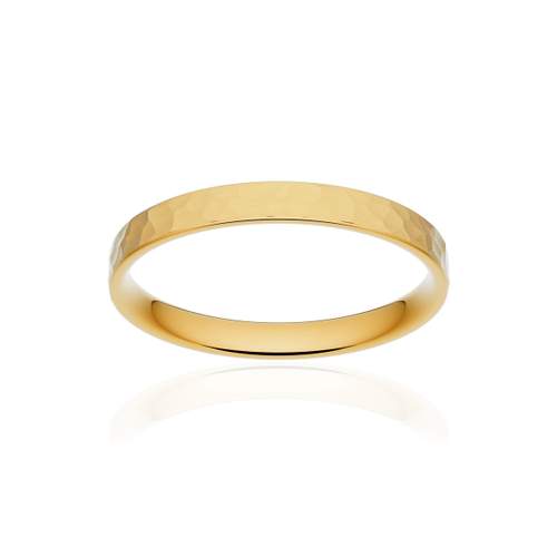 Alliance classique ruban plat confort or 750 jaune martelé 2,5 mm