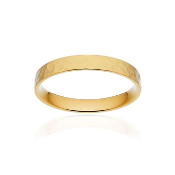 Alliance classique ruban plat confort or 750 jaune martelé 3 mm