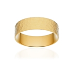 Alliance classique ruban plat confort or 750 jaune martelé 6 mm - vue 1