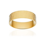 Alliance classique ruban plat confort or 750 jaune martelé 6 mm