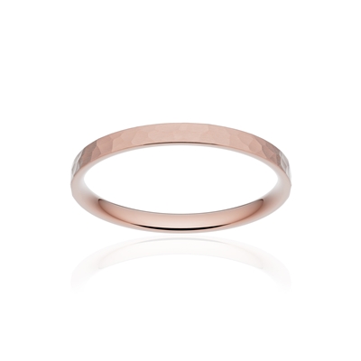Alliance classique ruban plat confort or 750 rose martelé 2 mm - vue 1