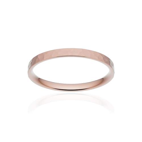 Alliance classique ruban plat confort or 750 rose martelé 2 mm