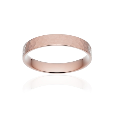 Alliance classique ruban plat confort or 750 rose martelé 3,5 mm - vue 1