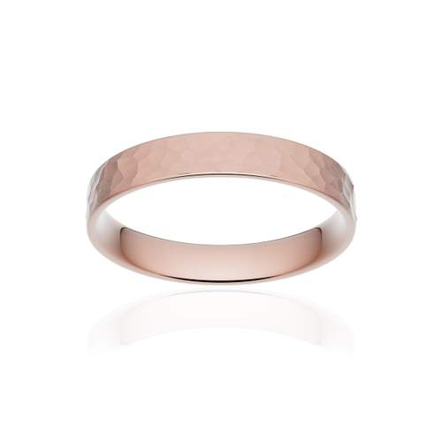 Alliance classique ruban plat confort or 750 rose martelé 3,5 mm