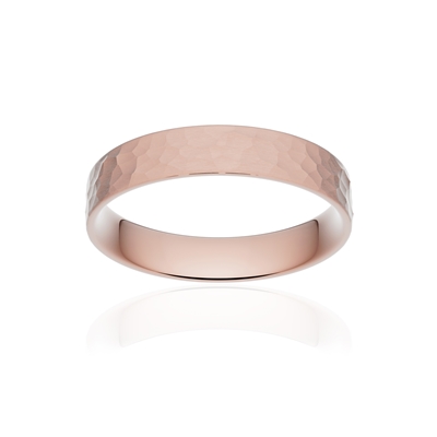 Alliance classique ruban plat confort or 750 rose martelé 4 mm - vue 1