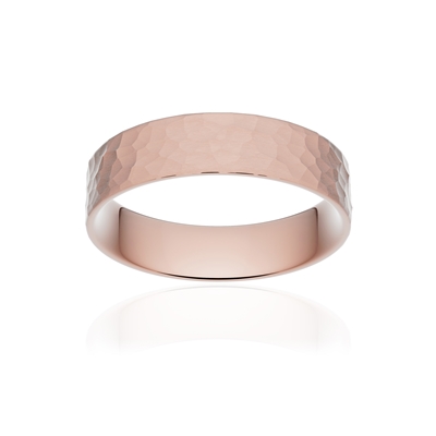 Alliance classique ruban plat confort or 750 rose martelé 5 mm - vue 1