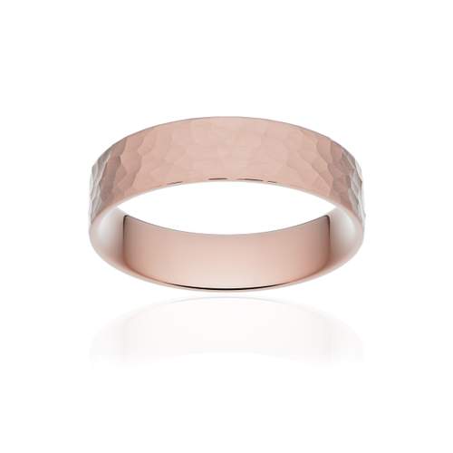 Alliance classique ruban plat confort or 750 rose martelé 5 mm