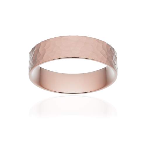 Alliance classique ruban plat confort or 750 rose martelé 5,5 mm