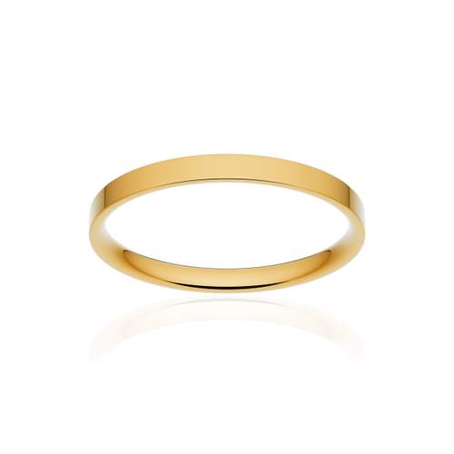 Alliance classique ruban plat confort or 375 jaune poli 2 mm