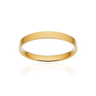 Alliance classique ruban plat confort or 375 jaune poli 2,5 mm