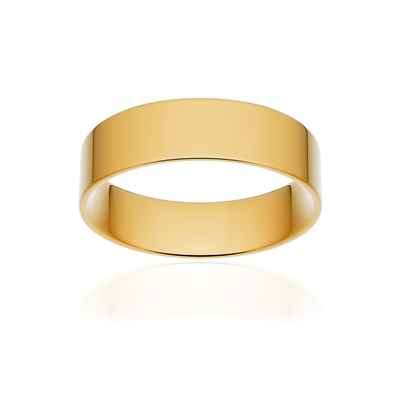 Alliance classique ruban plat confort or 375 jaune poli 5,5 mm - vue 1