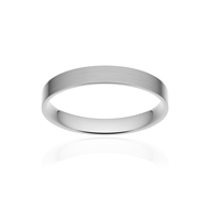 Klassieke trouwring plat lint comfort goud 375 geborsteld wit 3 mm