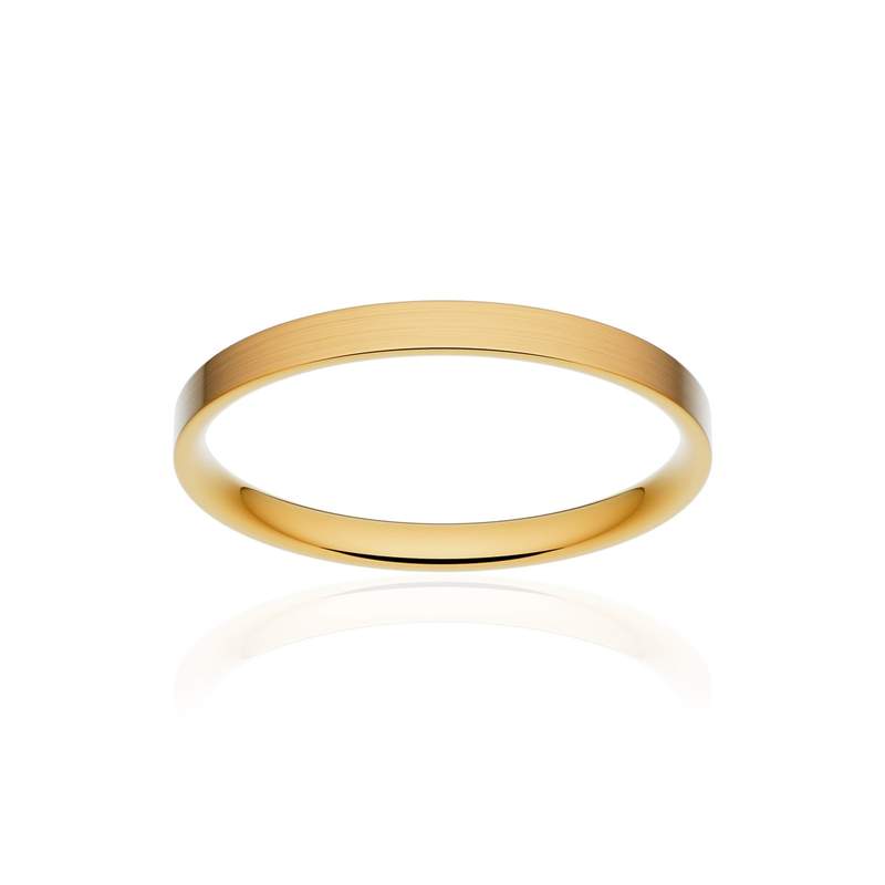 Alliance classique ruban plat confort or 375 jaune brossé 2 mm - vue 1