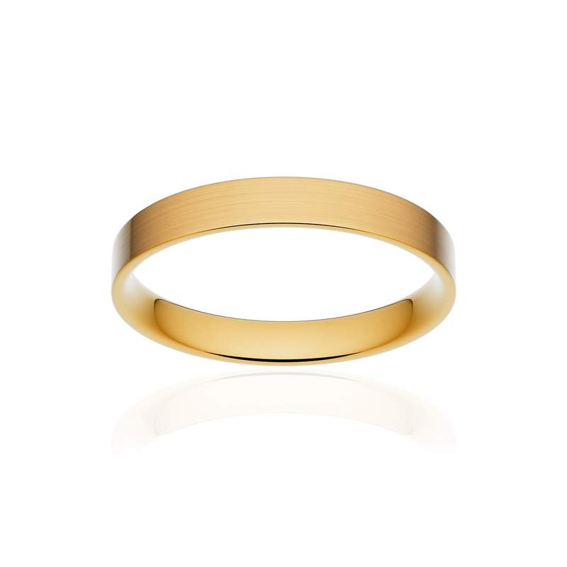 Alliance classique ruban plat confort or 375 jaune brossé 3 mm - vue 1