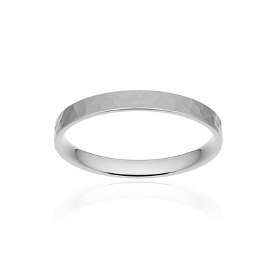 Alliance classique ruban plat confort or 375 blanc martelé 2,5 mm - vue 1